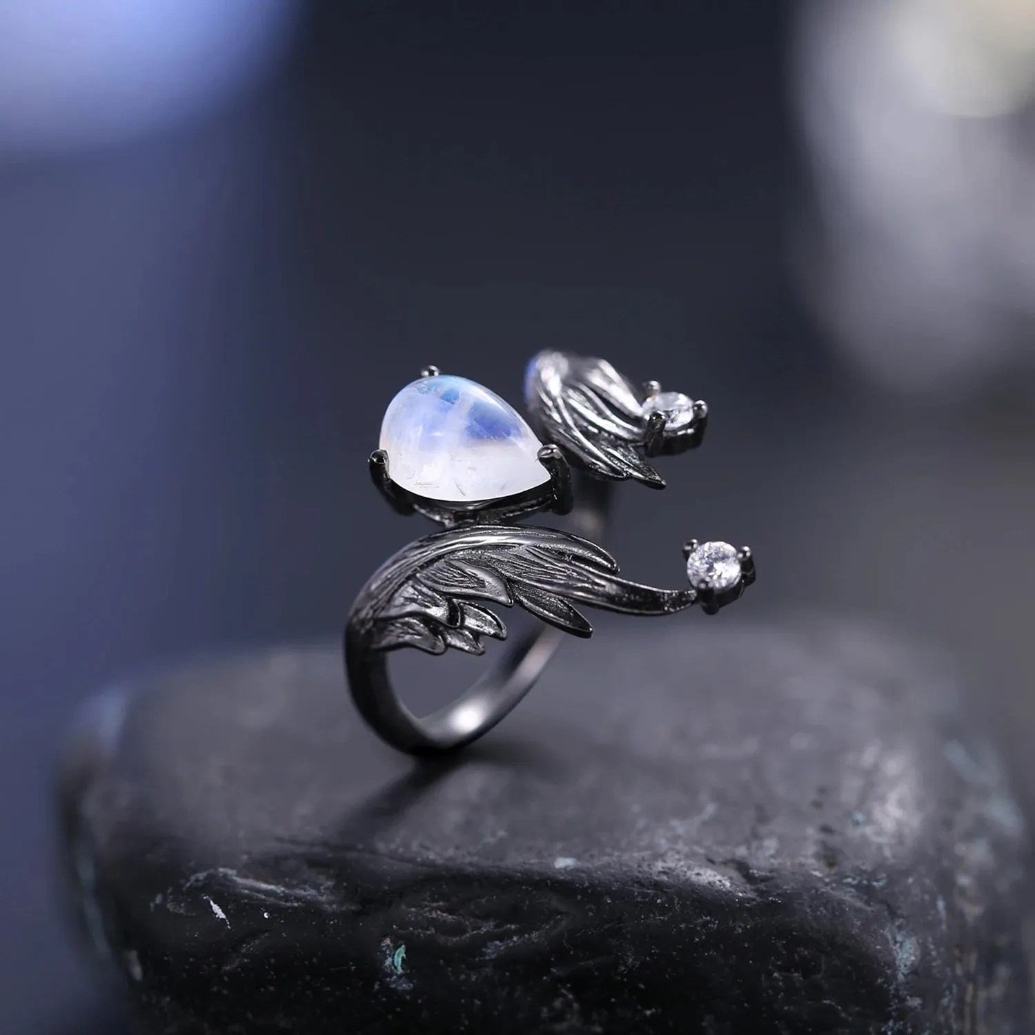 1.43Ct Natural Amethyst Gemstone Ring – 925 Sterling Silver Handmade Adjustable Angel's Wing Ring