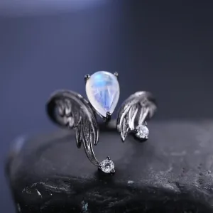1.43Ct Natural Amethyst Gemstone Ring – 925 Sterling Silver Handmade Adjustable Angel's Wing Ring