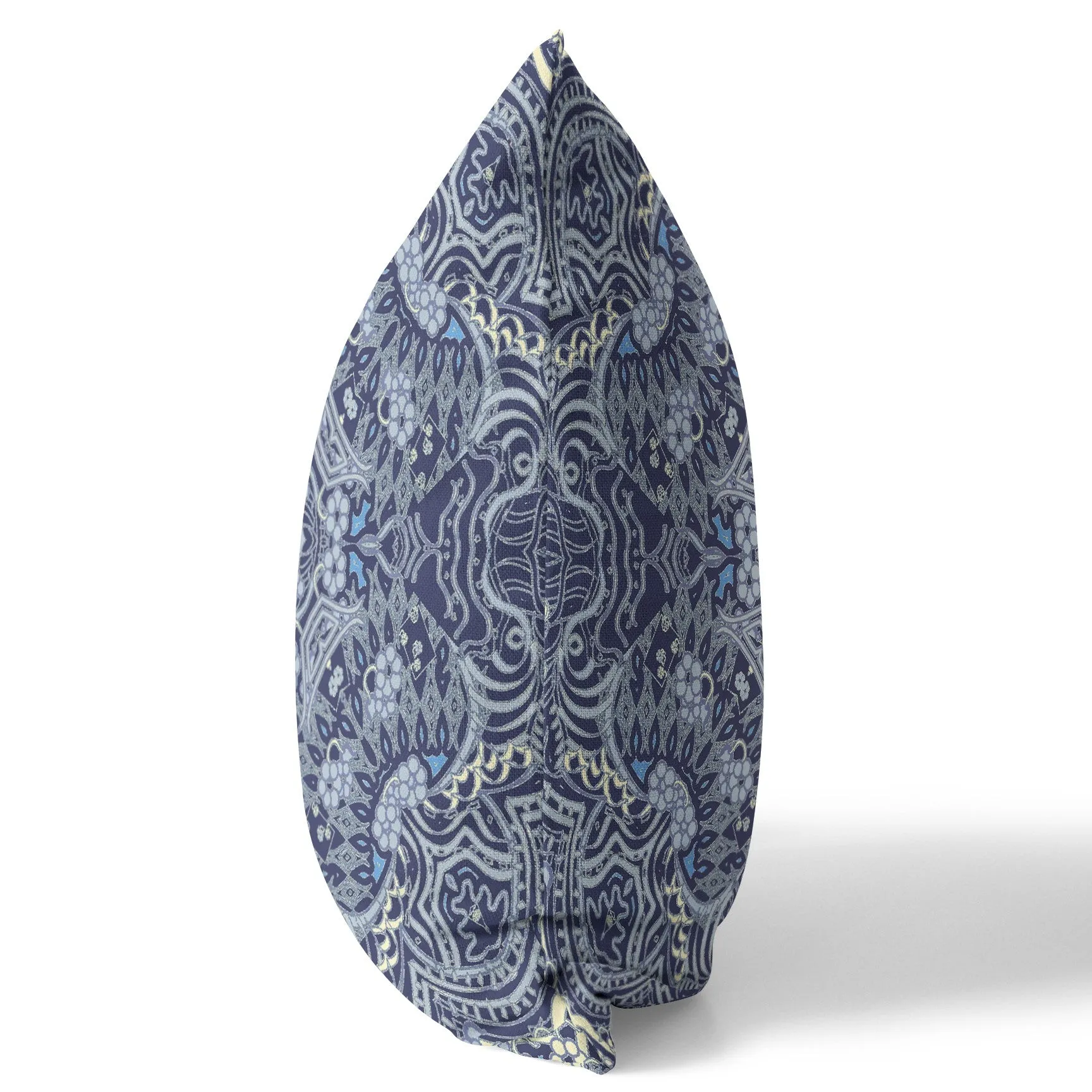 18” Indigo Boho Ornate Suede Throw Pillow