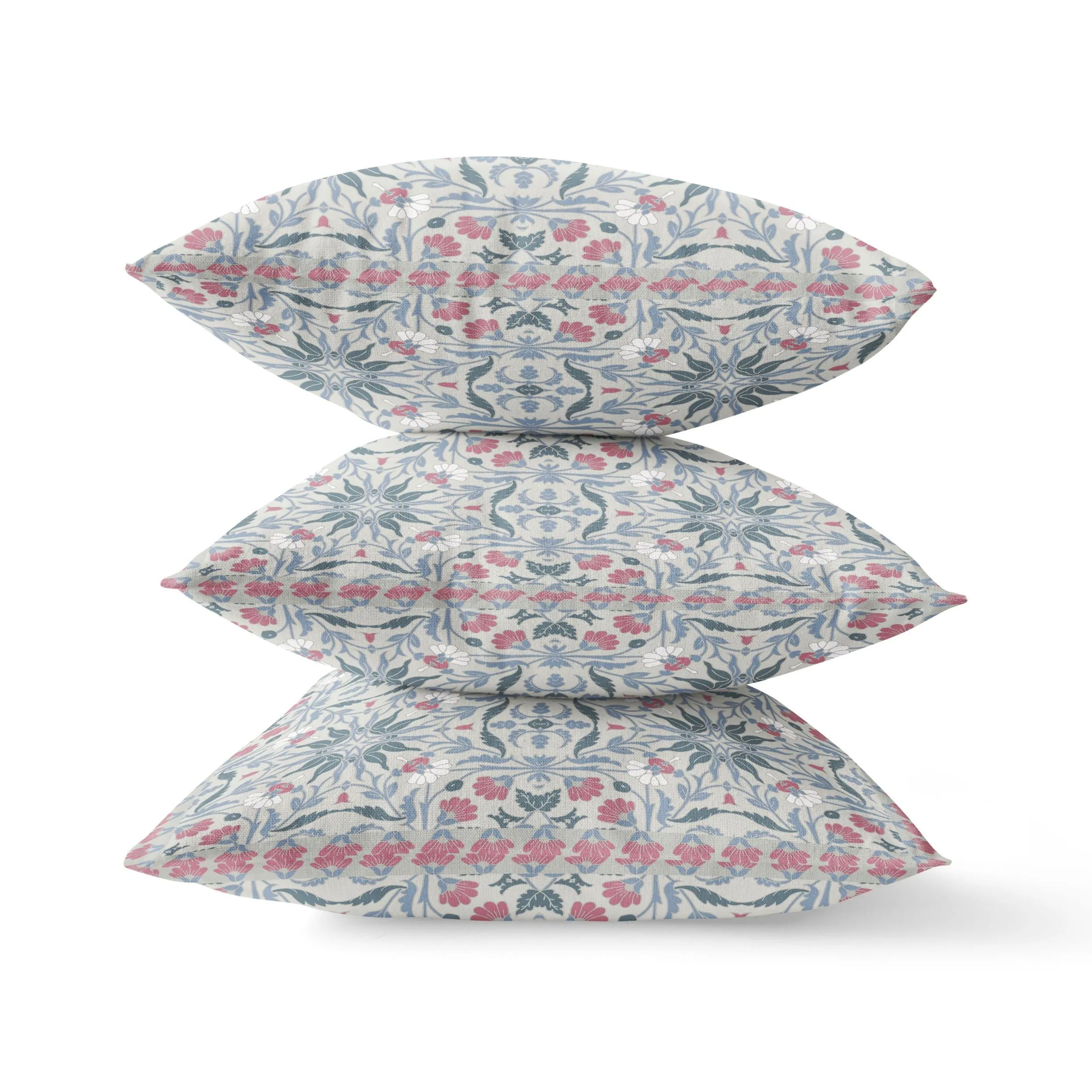 18” Pink Gray Paisley Zippered Suede Throw Pillow