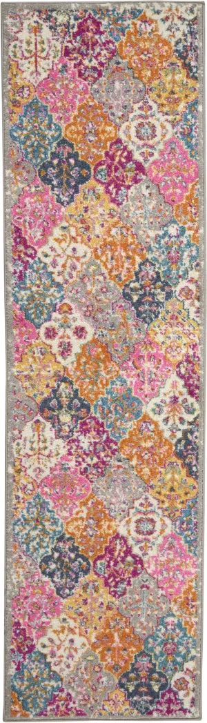 2’ x 8’ Muted Brights Floral Diamond Runner Rug