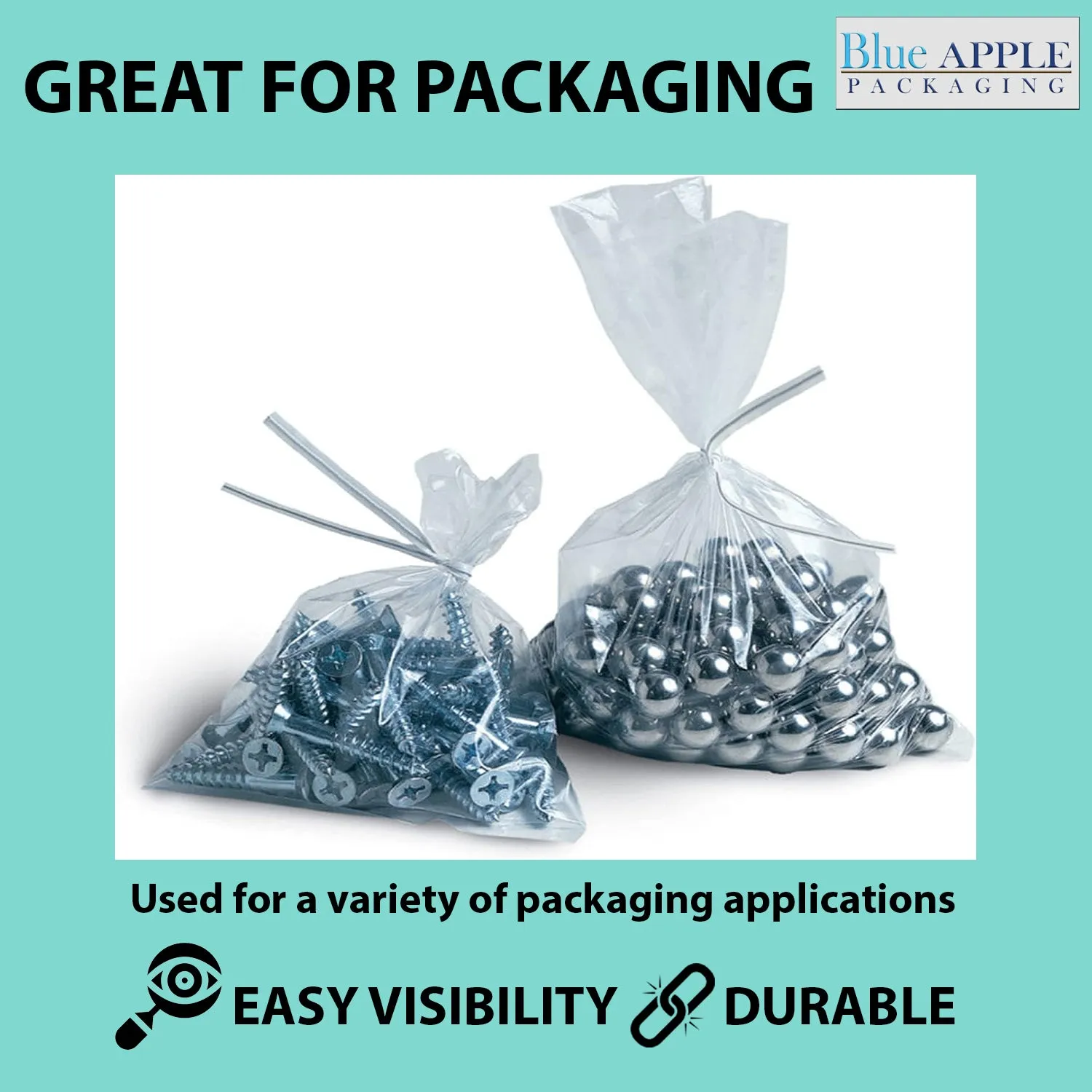 24X24 inches Clear Flat Poly Bags 2Mil Open Top (LDPE)
