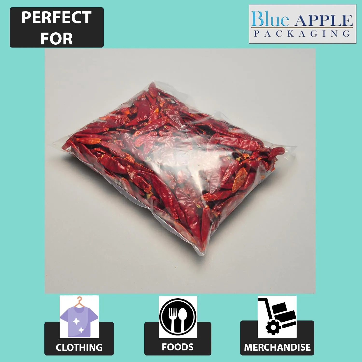 24X24 inches Clear Flat Poly Bags 2Mil Open Top (LDPE)
