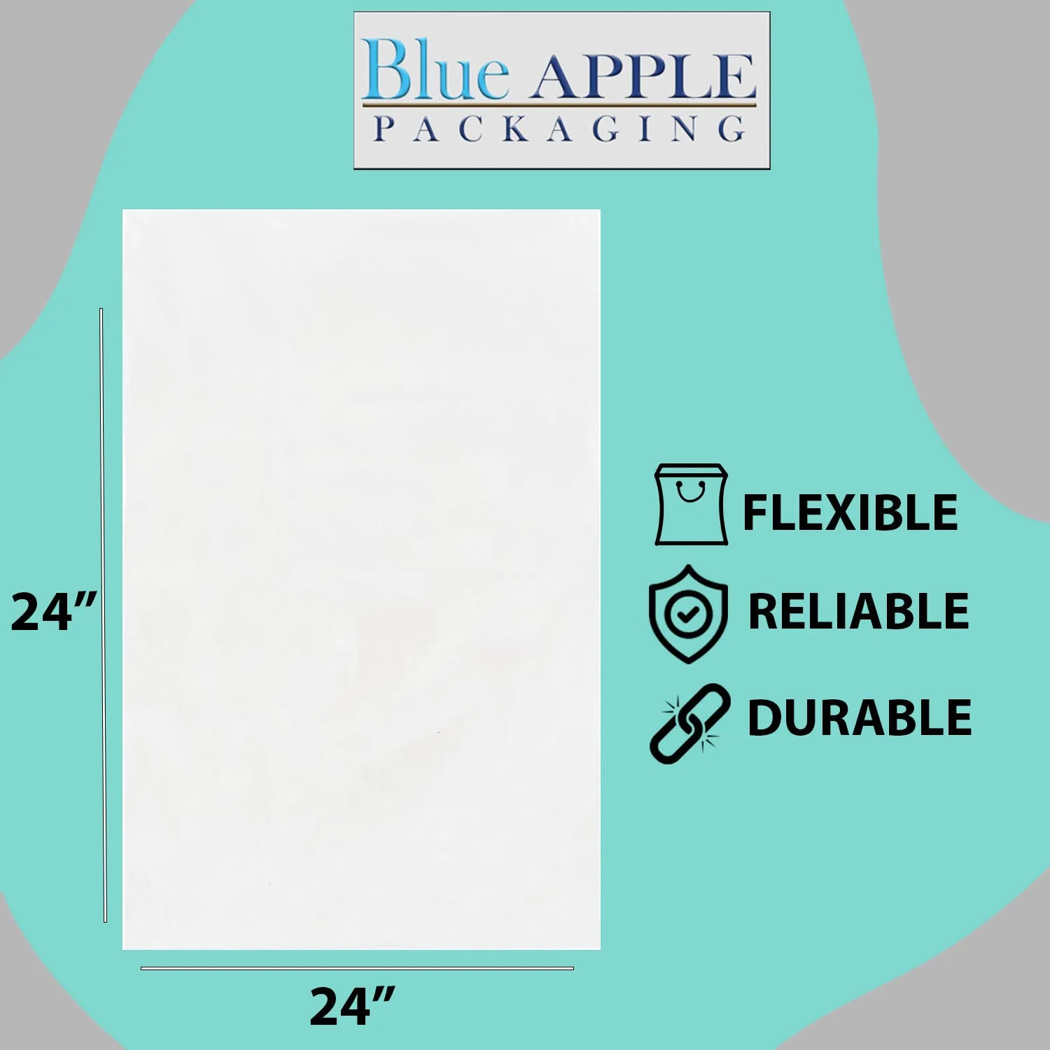 24X24 inches Clear Flat Poly Bags 2Mil Open Top (LDPE)