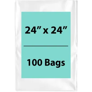 24X24 inches Clear Flat Poly Bags 2Mil Open Top (LDPE)