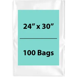 24X30 inches Clear Flat Poly Bags 1.5Mil Open Top (LDPE)