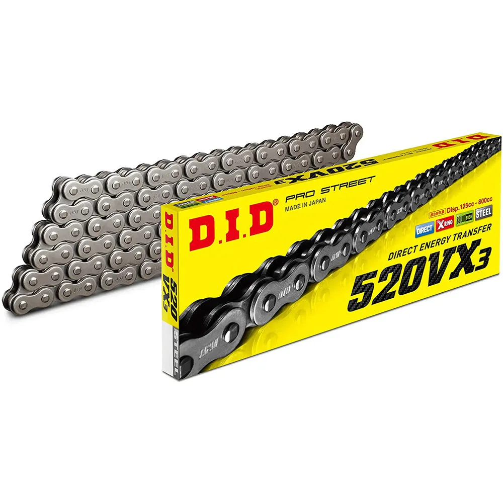 520VX3 x 108FB X'Ring solid bush chain w/ FJ clip link DID (520VX3108)