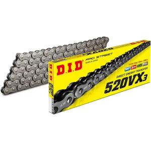 520VX3 x 108FB X'Ring solid bush chain w/ FJ clip link DID (520VX3108)