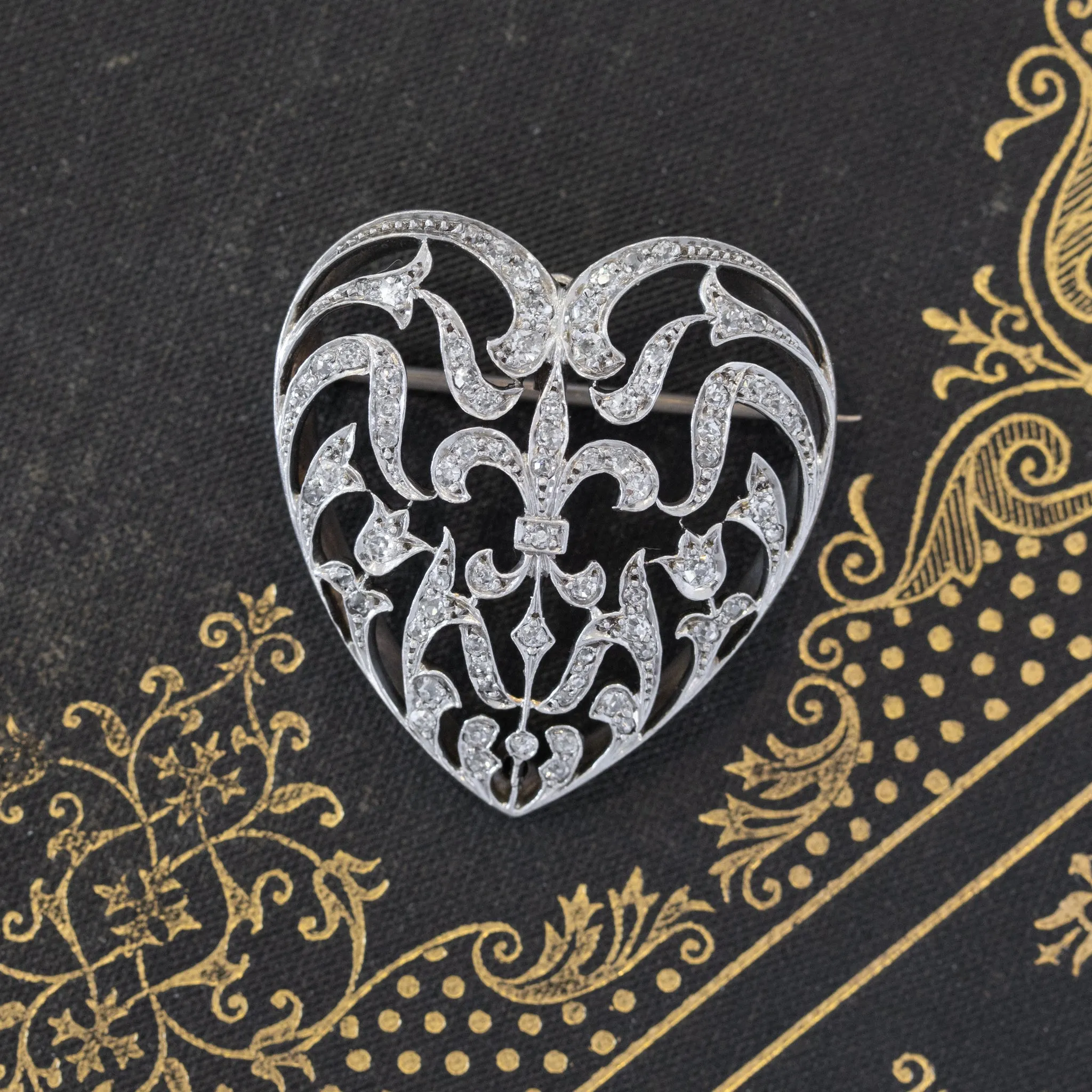 .65ctw Victorian Heart Diamond Convertible Pin/Pendant