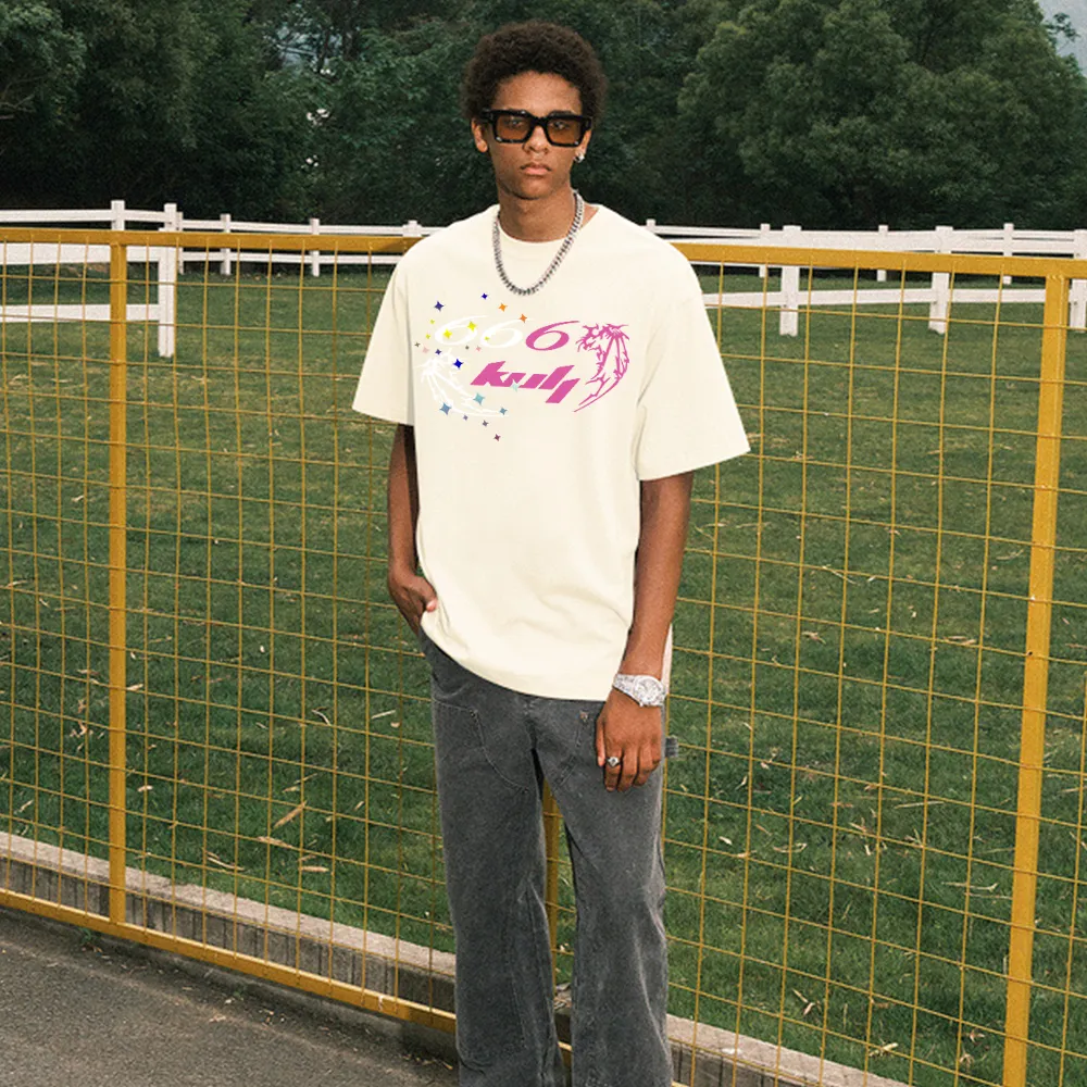6Kull Hip Hop Color Contrast Wings T-shirt