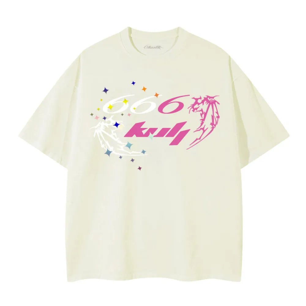 6Kull Hip Hop Color Contrast Wings T-shirt