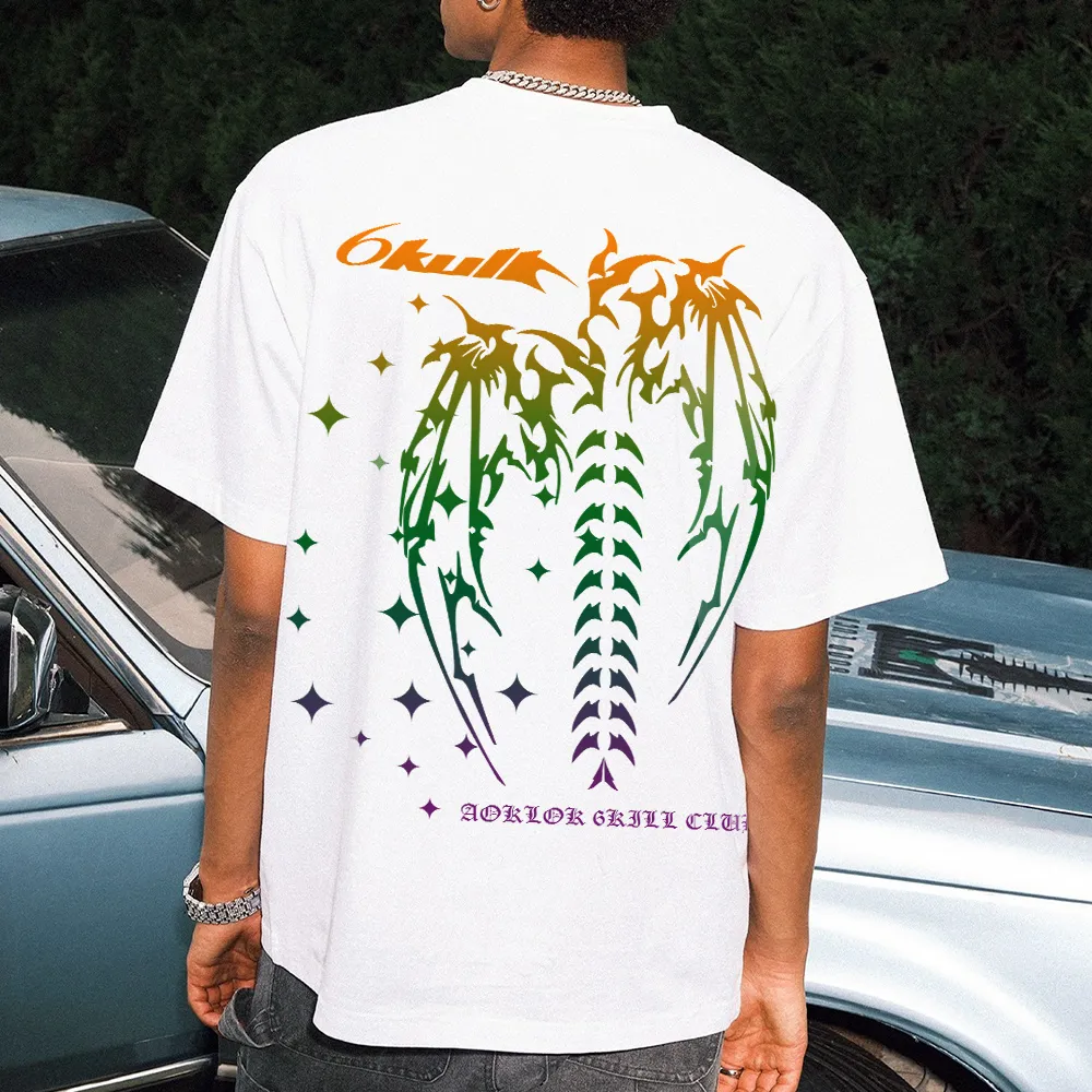 6Kull Hip Hop Color Contrast Wings T-shirt