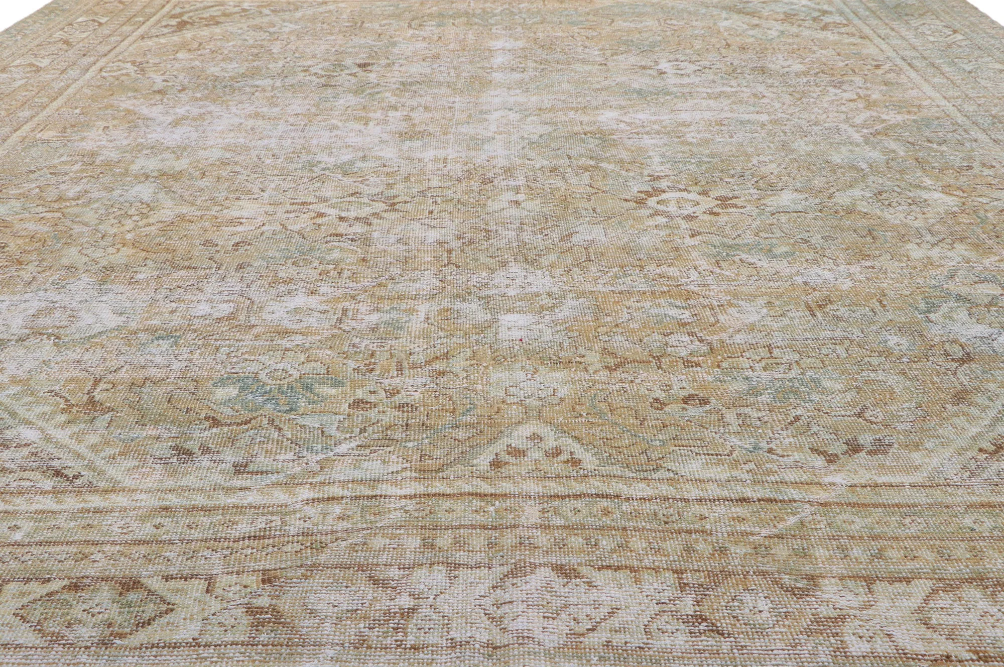 9' x 13' Distressed Antique Persian Mahal Rug