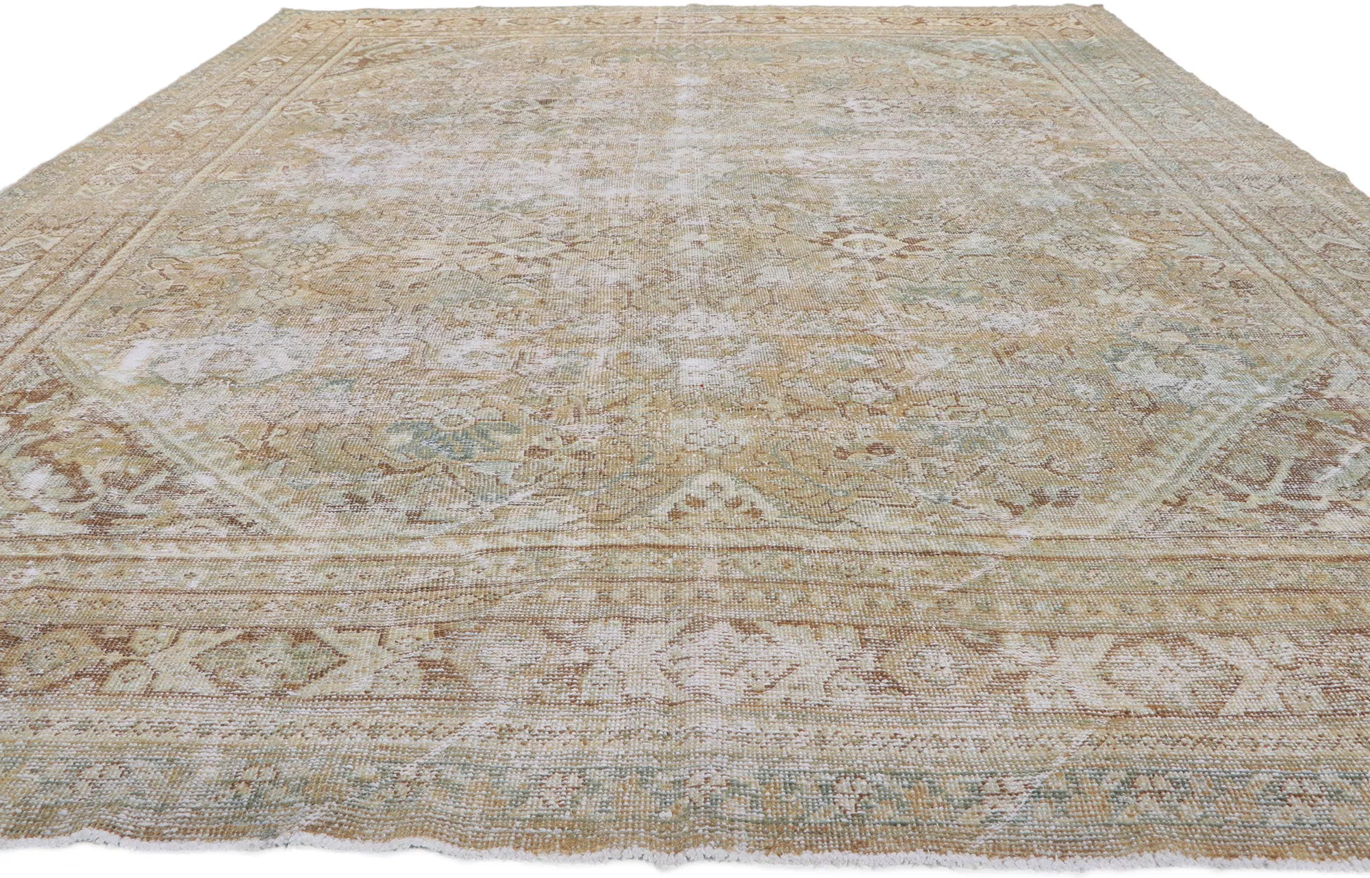 9' x 13' Distressed Antique Persian Mahal Rug