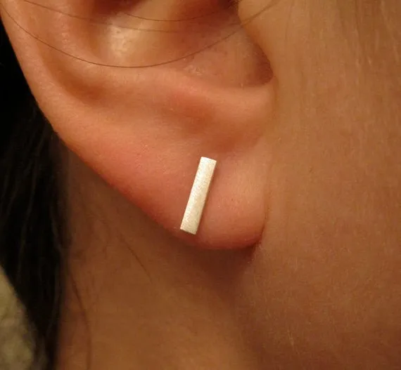 9mm Square or Round Bar Earrings-Post At One End - 0043