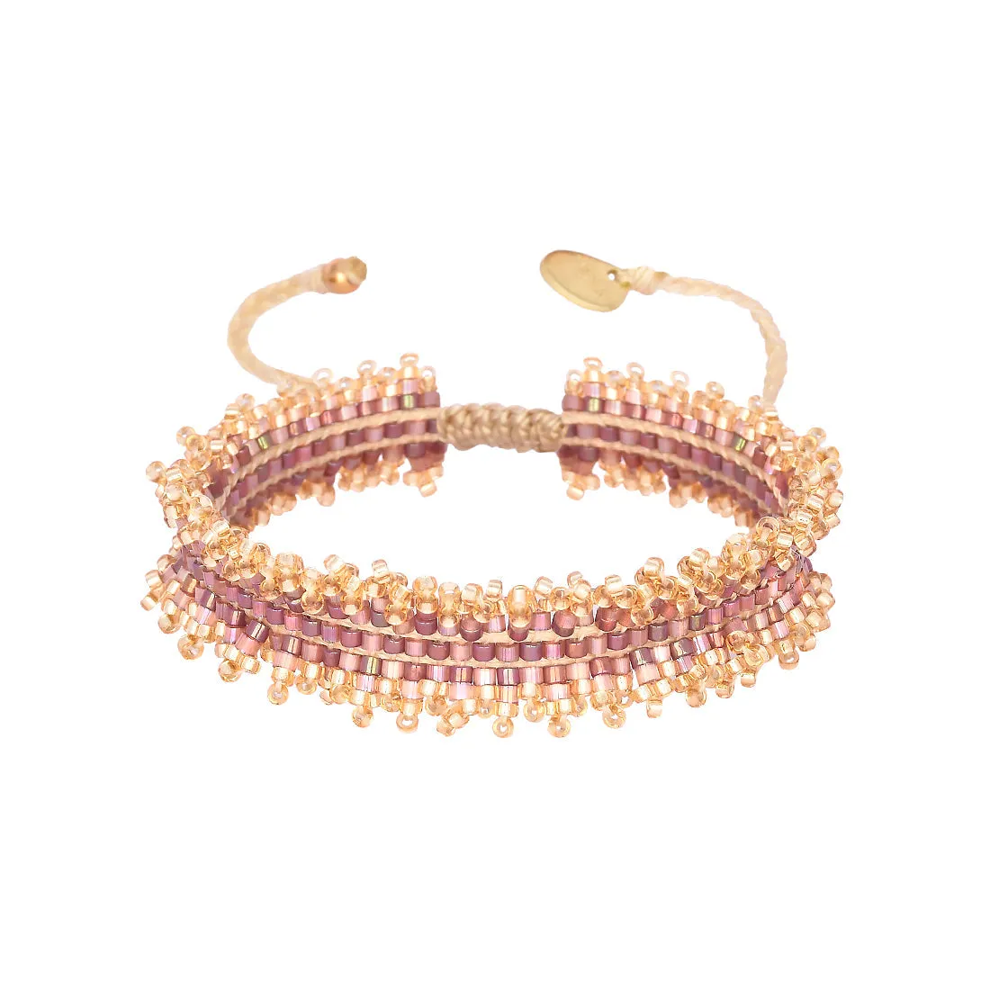 Adjustable beaded bracelet-fringe style