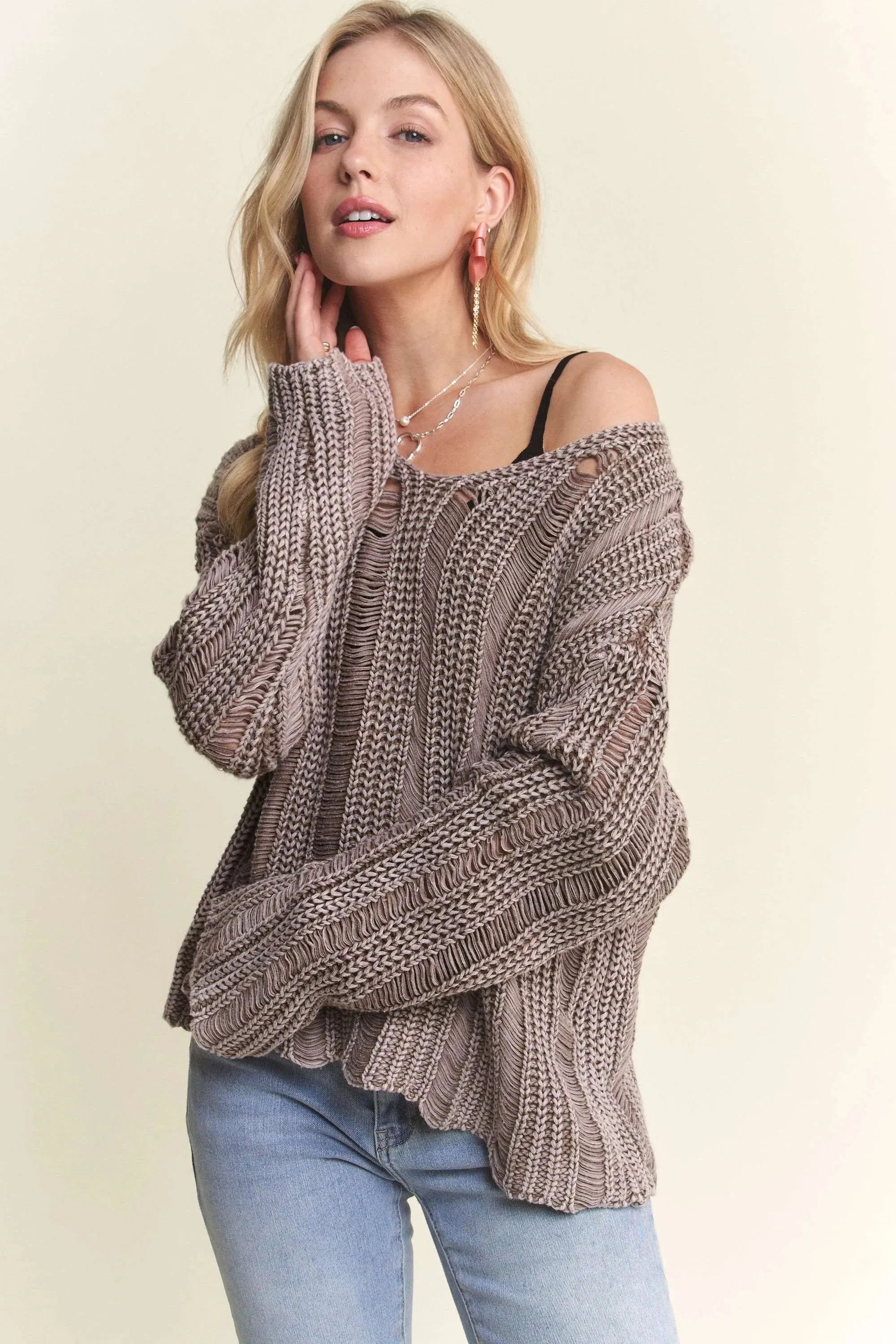 ADORA Distressed Mineral Washed Sweater