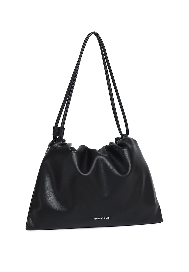 Ailee Drawstring Bucket Bag (Black)