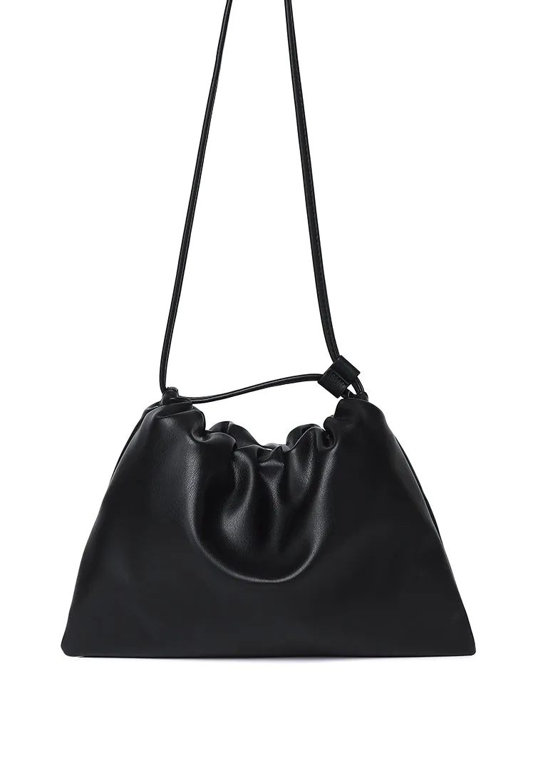 Ailee Drawstring Bucket Bag (Black)
