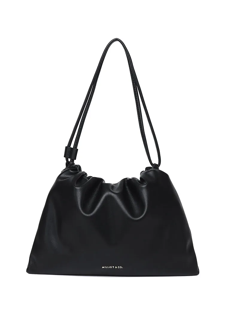 Ailee Drawstring Bucket Bag (Black)