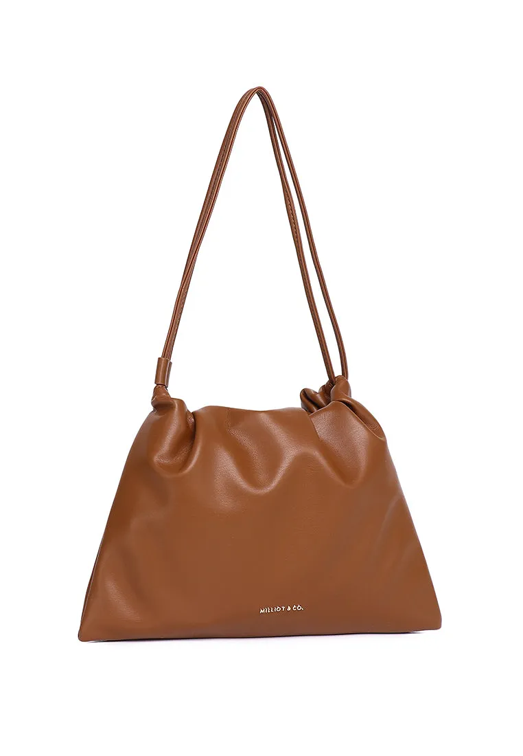 Ailee Drawstring Bucket Bag (Brown)