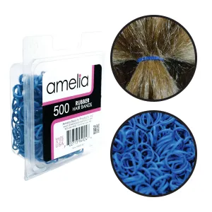 Amelia Beauty | 1/2in, Blue, Elastic Rubber Band Pony Tail Holders | Made in USA, Ideal for Ponytails, Braids, Twists, Dreadlocks, Styling Accessories for Women, Men and Girls | 500 Pack