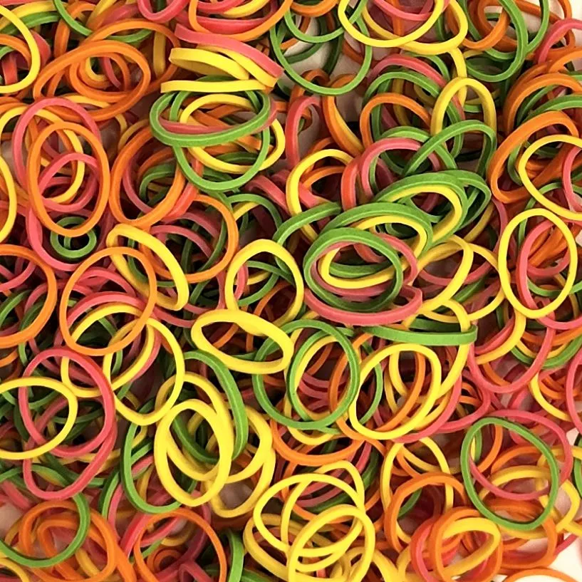 Amelia Beauty | 1/2in, Brights Neon Mix, Elastic Rubber Band Pony Tail Holders | Made in USA, Ideal for Ponytails, Braids, Twists, Dreadlocks, Styling Accessories for Women, Men and Girls | 1000 Pack