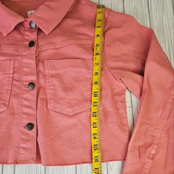 Ana Cropped Cotton Jean Jacket in Bohemian Rose Pink Size Medium NWT
