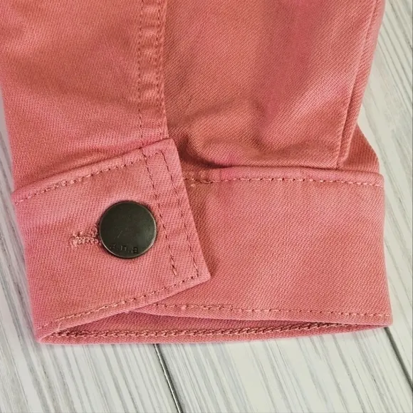 Ana Cropped Cotton Jean Jacket in Bohemian Rose Pink Size Medium NWT