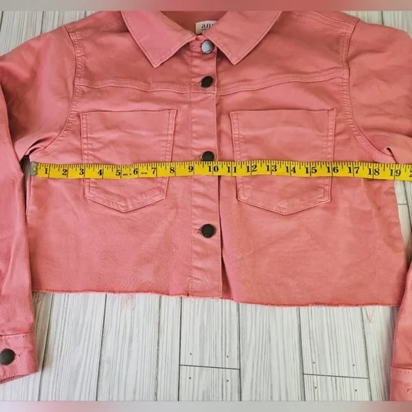 Ana Cropped Cotton Jean Jacket in Bohemian Rose Pink Size Medium NWT