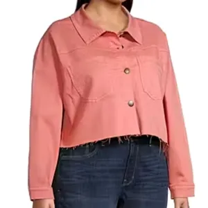 Ana Cropped Cotton Jean Jacket in Bohemian Rose Pink Size Medium NWT