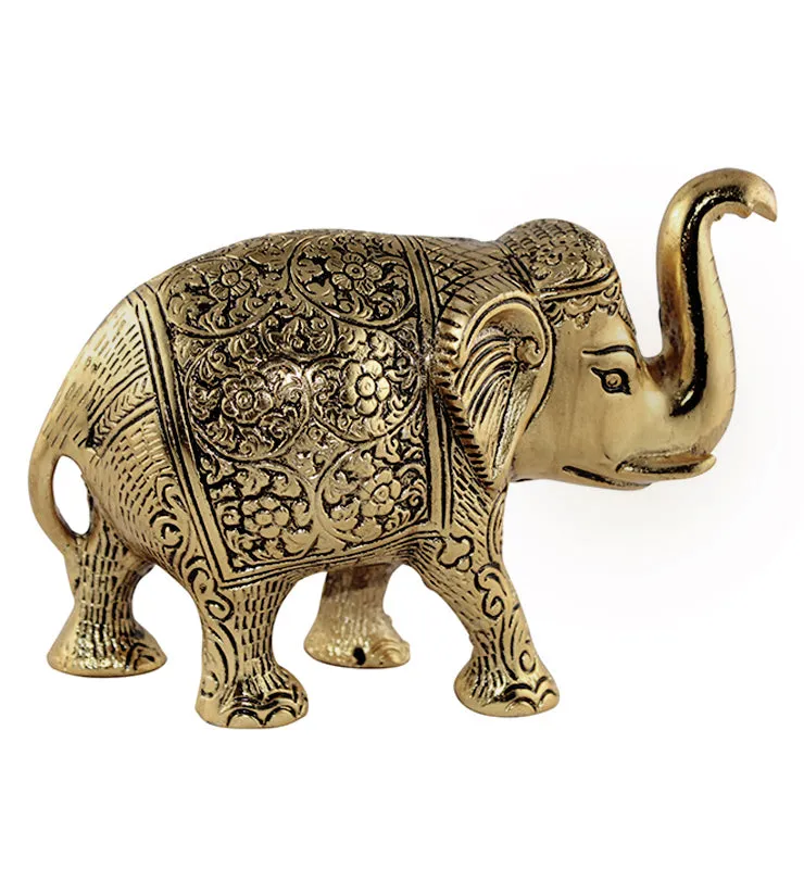 Antique Carved Brass Elephant