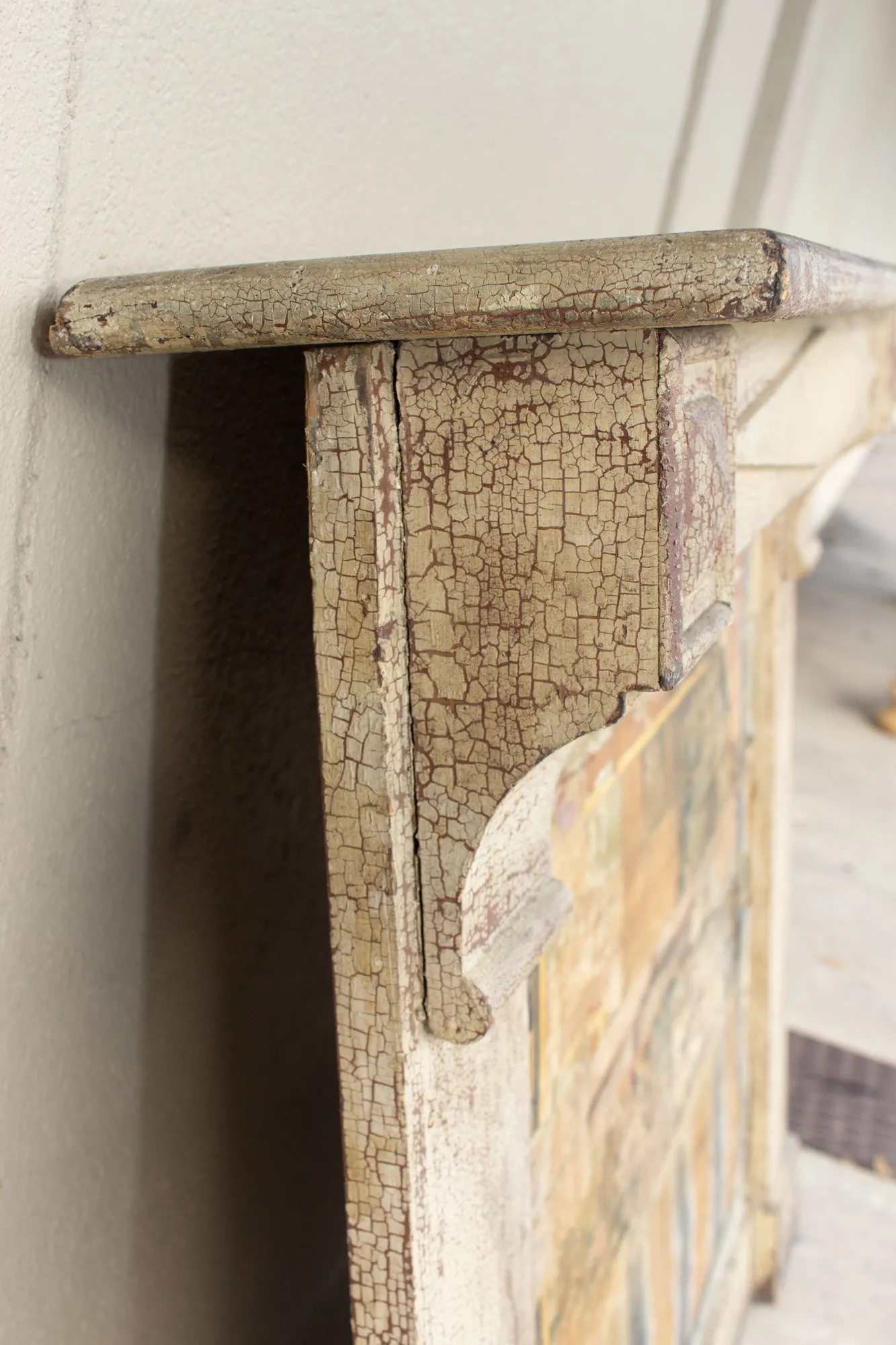 Antique French Empire Style Painted Wood Mantle