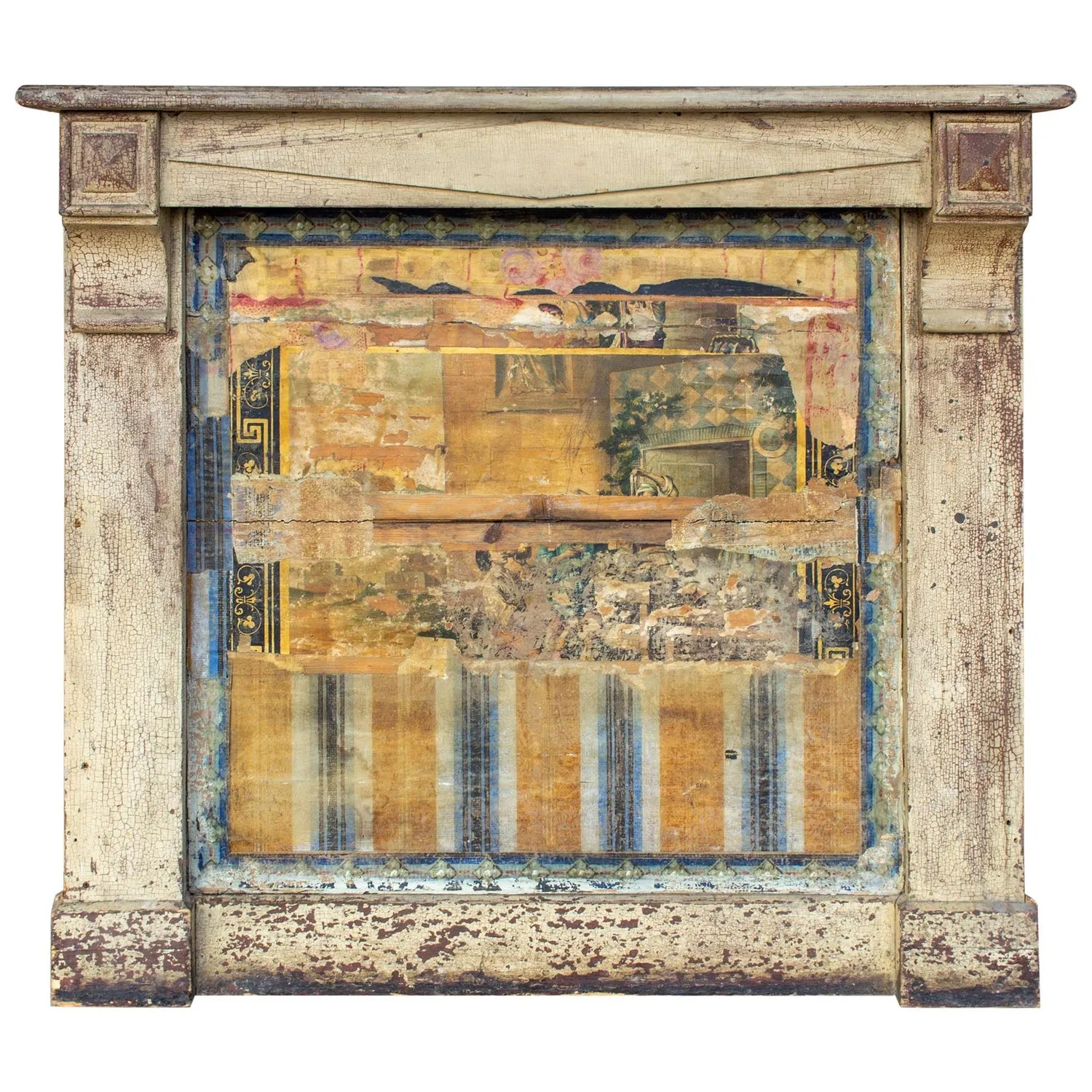 Antique French Empire Style Painted Wood Mantle