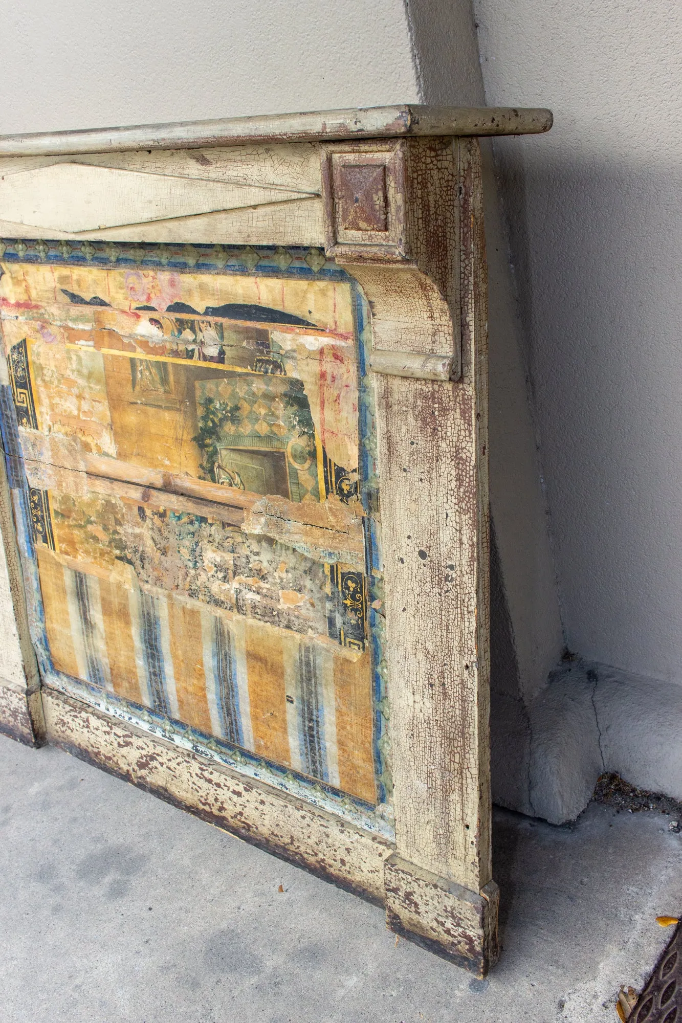 Antique French Empire Style Painted Wood Mantle