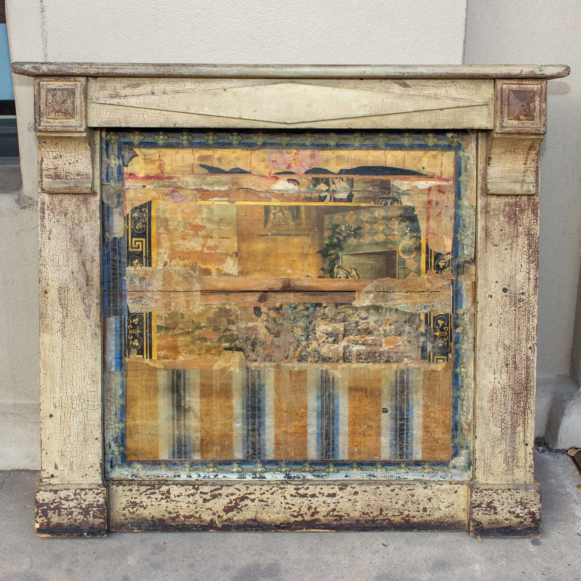 Antique French Empire Style Painted Wood Mantle