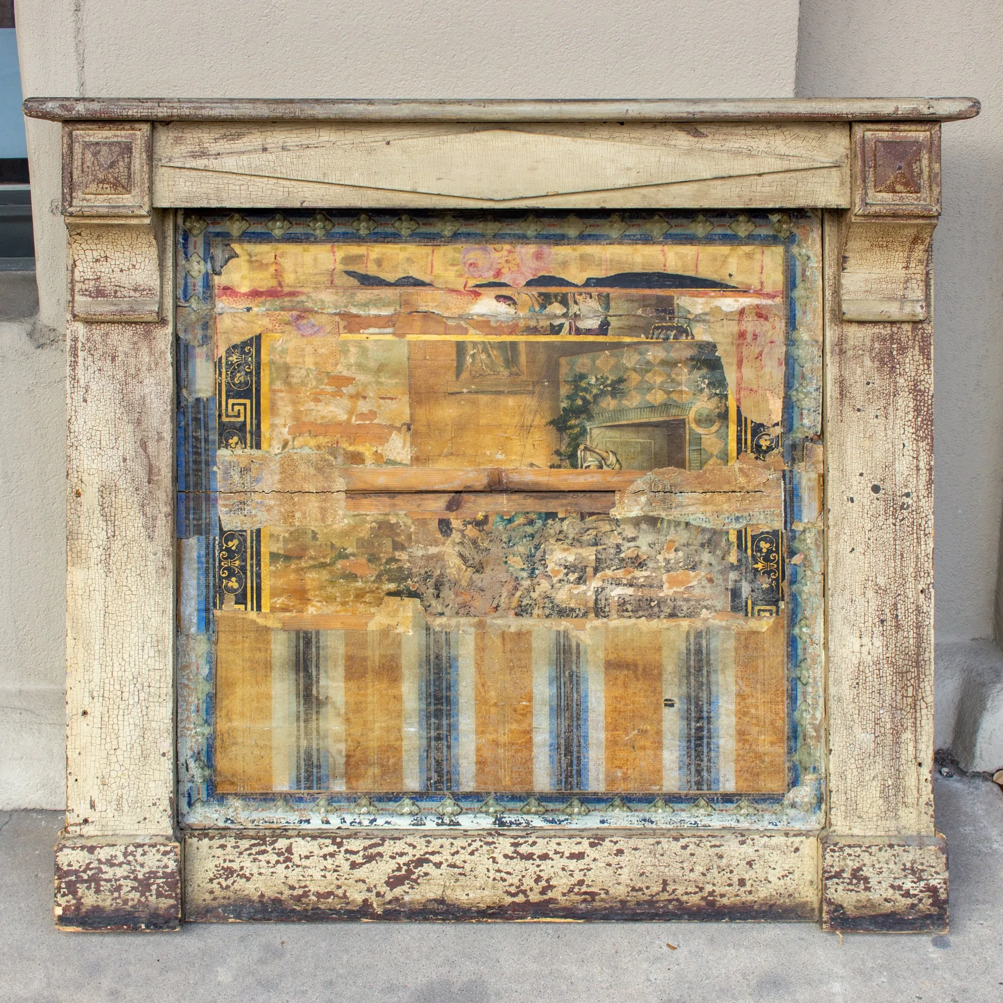 Antique French Empire Style Painted Wood Mantle