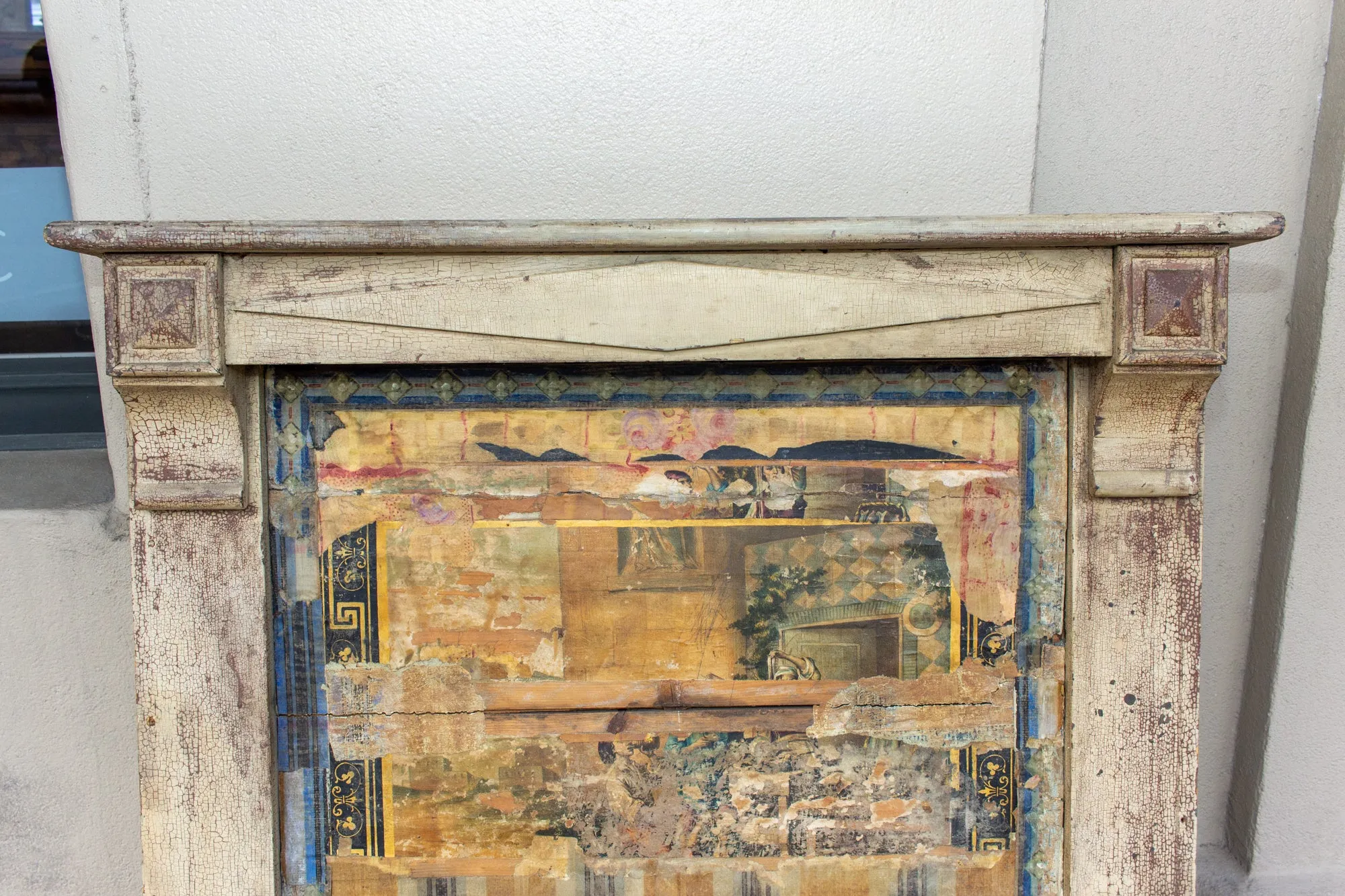 Antique French Empire Style Painted Wood Mantle