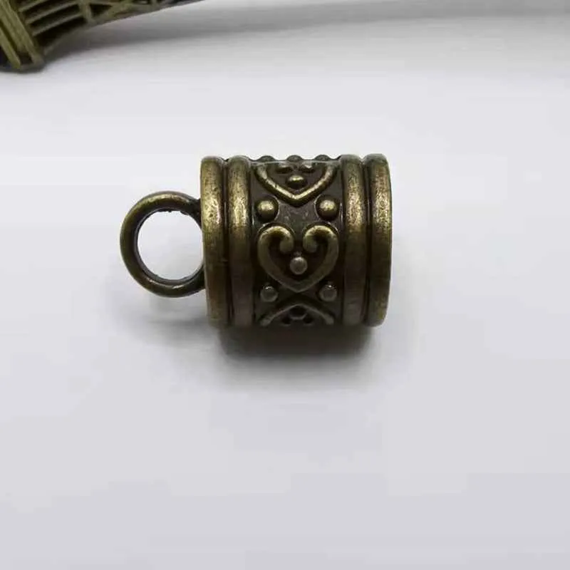 Antique Metal Cylinder Bell End Caps for Drawstrings Cords 30 Pack
