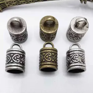 Antique Metal Cylinder Bell End Caps for Drawstrings Cords 30 Pack