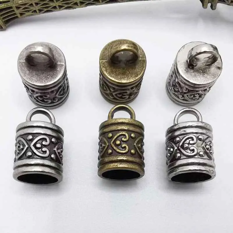Antique Metal Cylinder Bell End Caps for Drawstrings Cords 30 Pack
