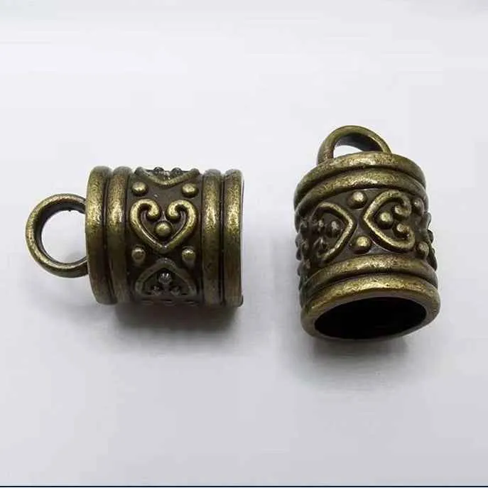 Antique Metal Cylinder Bell End Caps for Drawstrings Cords 30 Pack