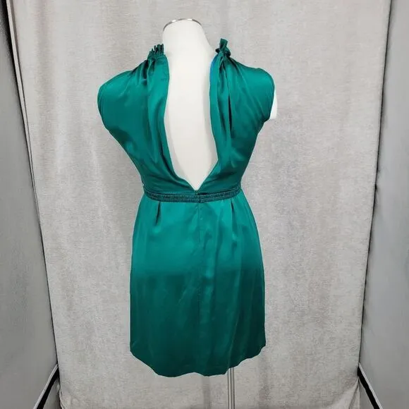 Antonio Melani Emerald Green Silk Dress Cocktail Evening Women's Size 14