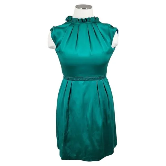 Antonio Melani Emerald Green Silk Dress Cocktail Evening Women's Size 14