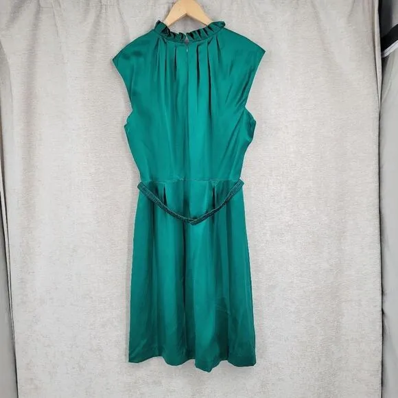 Antonio Melani Emerald Green Silk Dress Cocktail Evening Women's Size 14