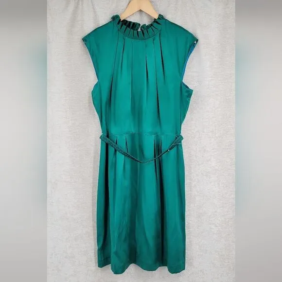 Antonio Melani Emerald Green Silk Dress Cocktail Evening Women's Size 14