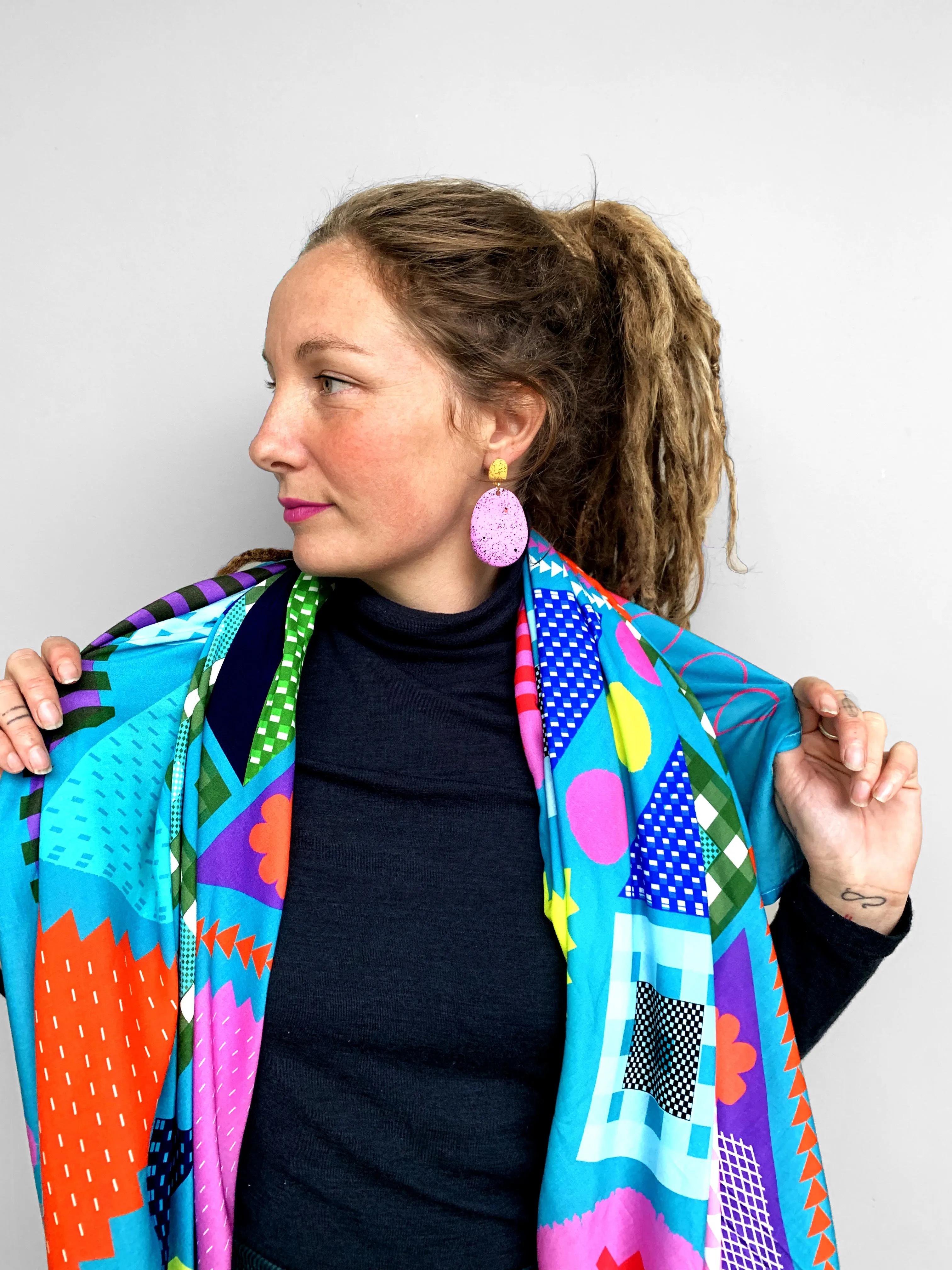 Aqua Fun cotton silk scarf