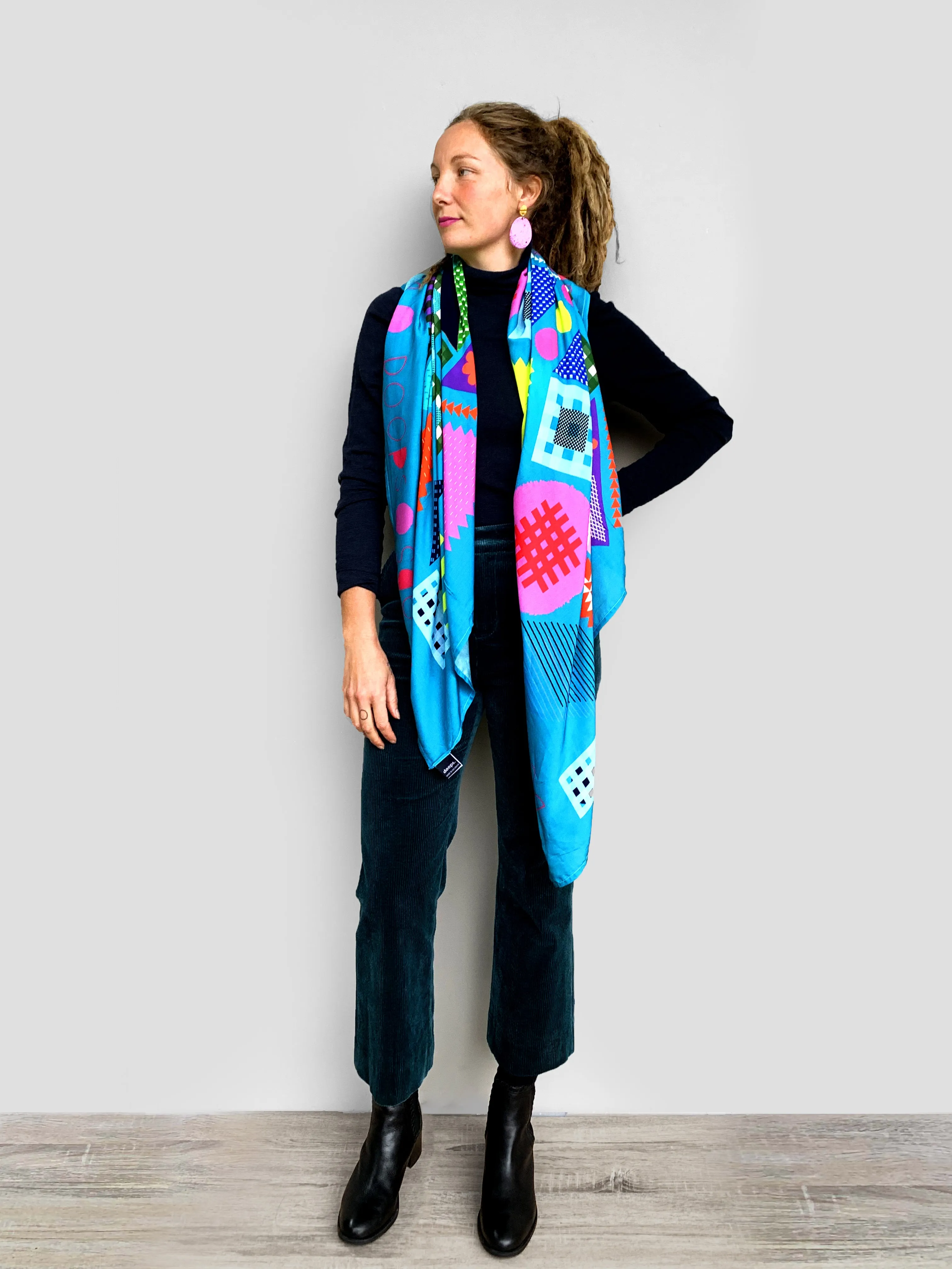 Aqua Fun cotton silk scarf