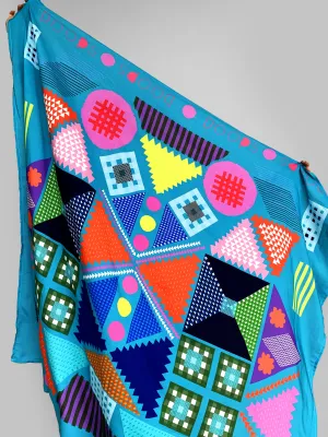 Aqua Fun cotton silk scarf