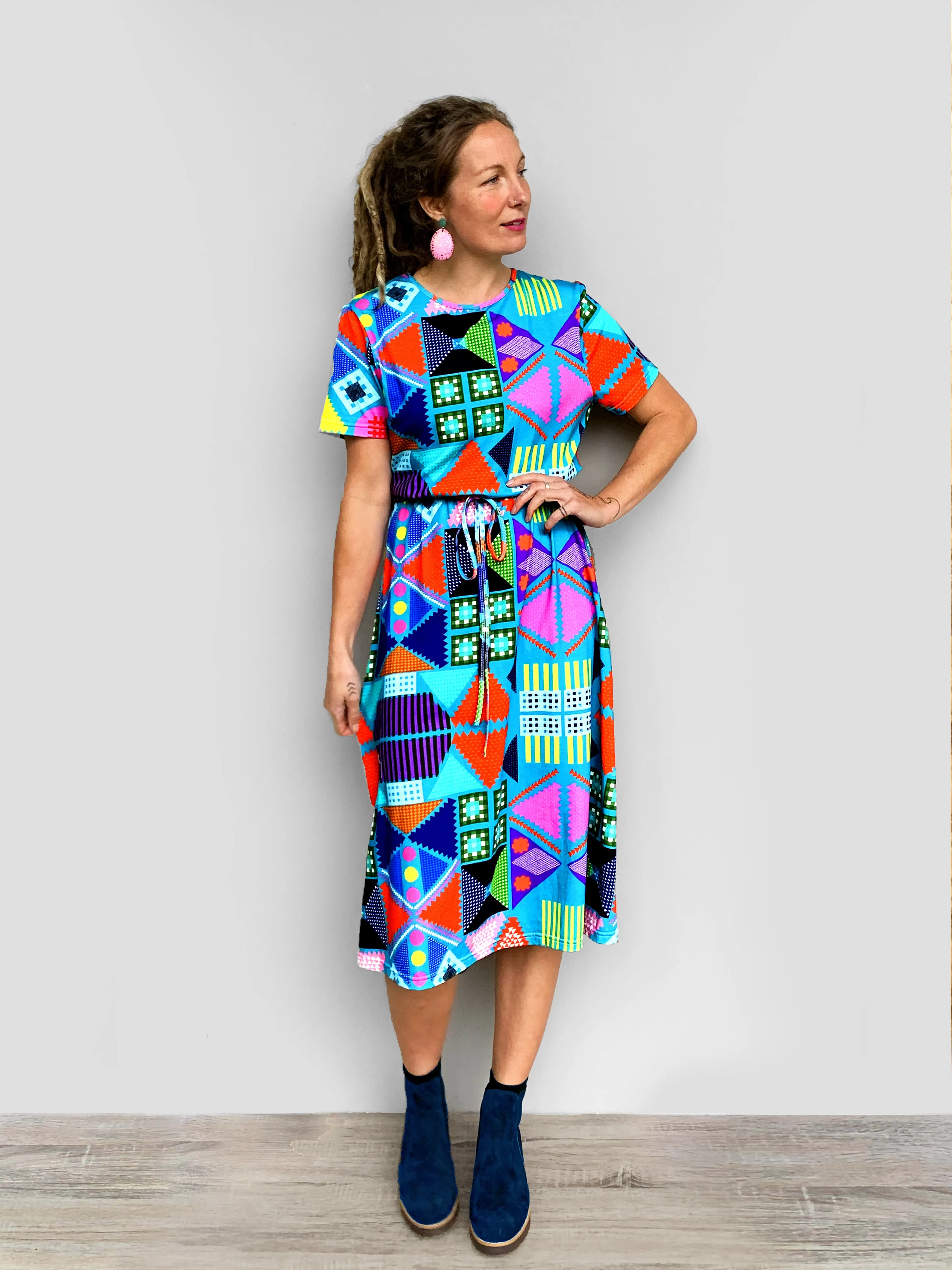 Aqua Play Jersey Draw String Dress